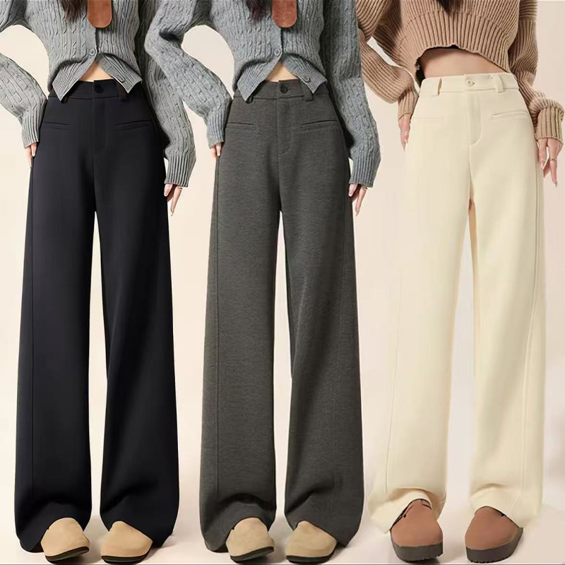 高级感醋酸羊毛阔腿裤女秋季