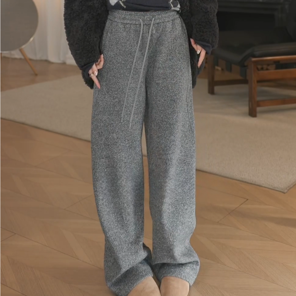 老钱风花纱杂色羊毛加绒休闲卫裤