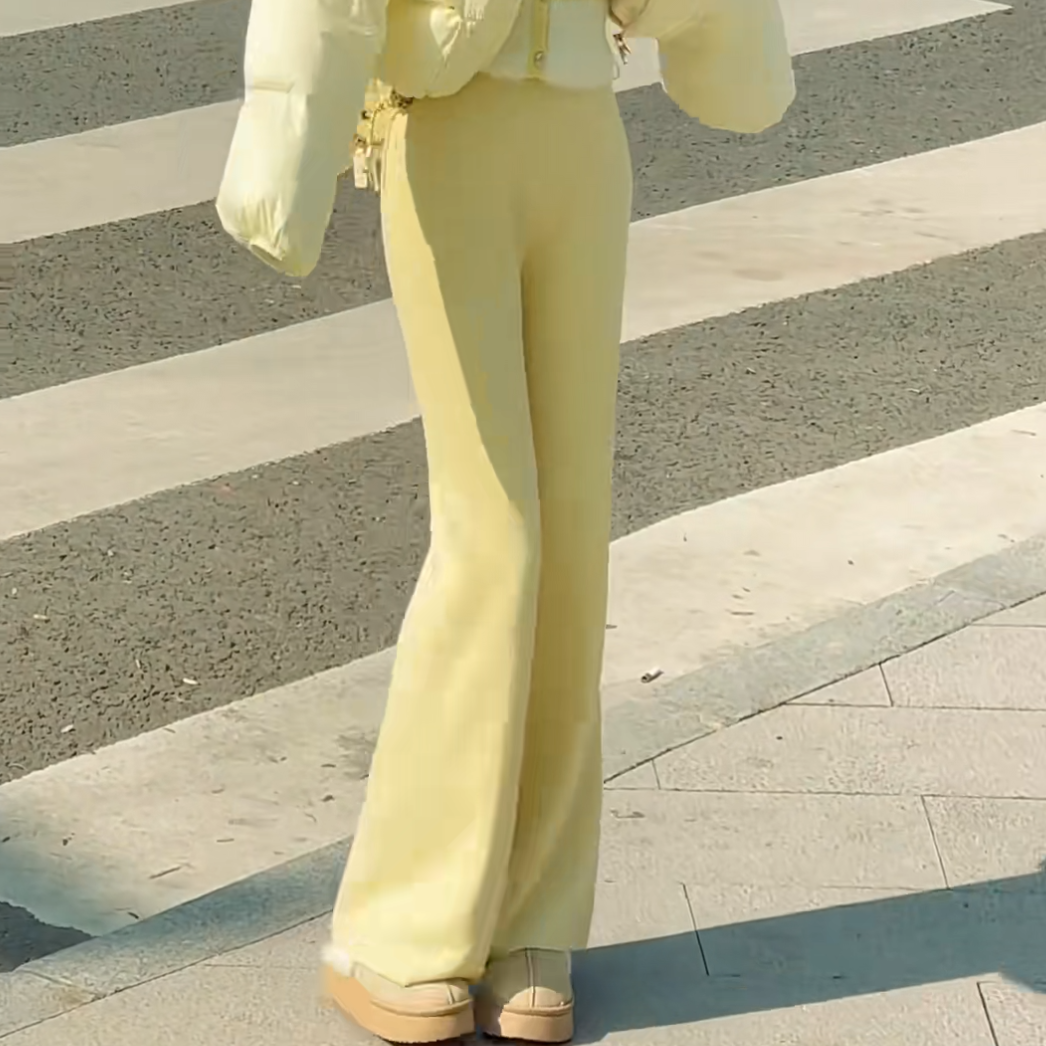 轻奢高级感黄色加绒休闲微喇卫裤女冬季新款百搭显瘦垂坠感阔腿裤,女装/女士精品,大码裤装,淘宝优惠券,粉丝福利购,淘宝优惠卷