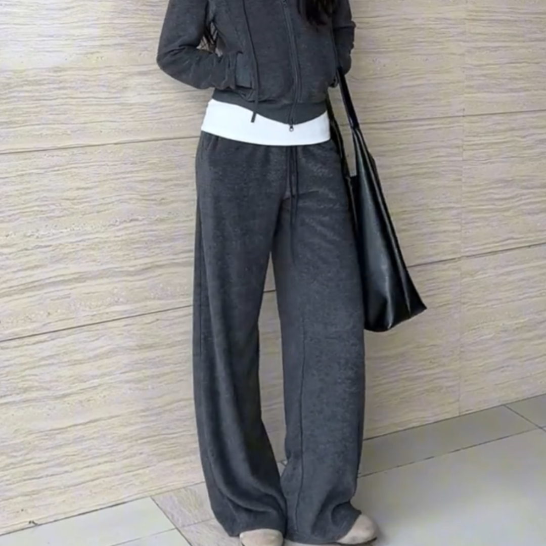 慵懒风灰色松紧腰抽绳显瘦直筒卫裤女春秋新款通勤百搭垂感休闲裤,女装/女士精品,大码裤装,淘宝优惠券,粉丝福利购,淘宝优惠卷