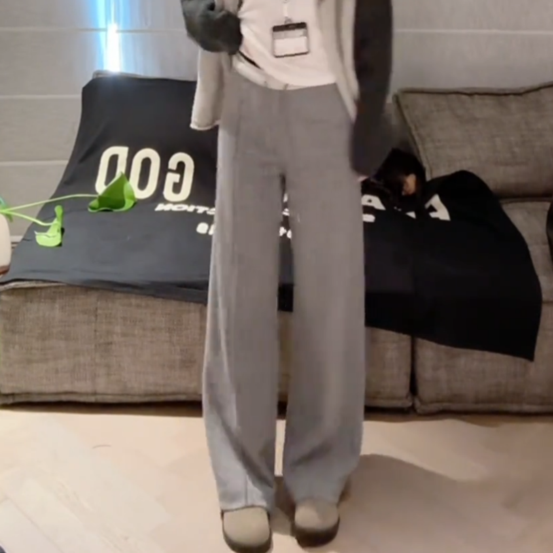 灰色高腰窄版修身松紧腰抽绳直筒卫裤春秋百搭舒适软糯垂感休闲裤,女装/女士精品,大码裤装,淘宝优惠券,粉丝福利购,淘宝优惠卷