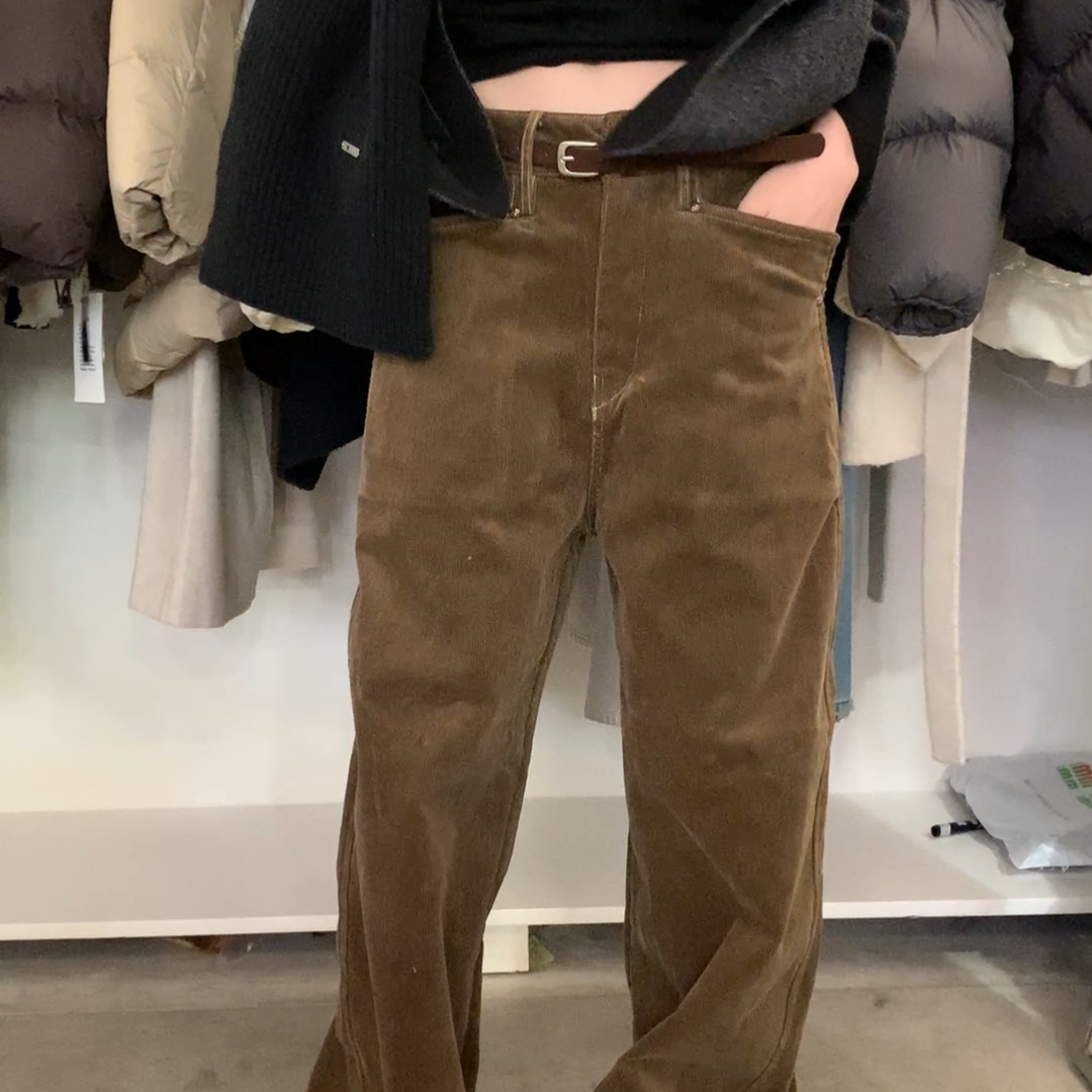 复古风咖色灯芯绒厚实阔腿裤女冬季新款时尚百搭高腰显瘦垂感长裤,女装/女士精品,大码裤装,淘宝优惠券,粉丝福利购,淘宝优惠卷