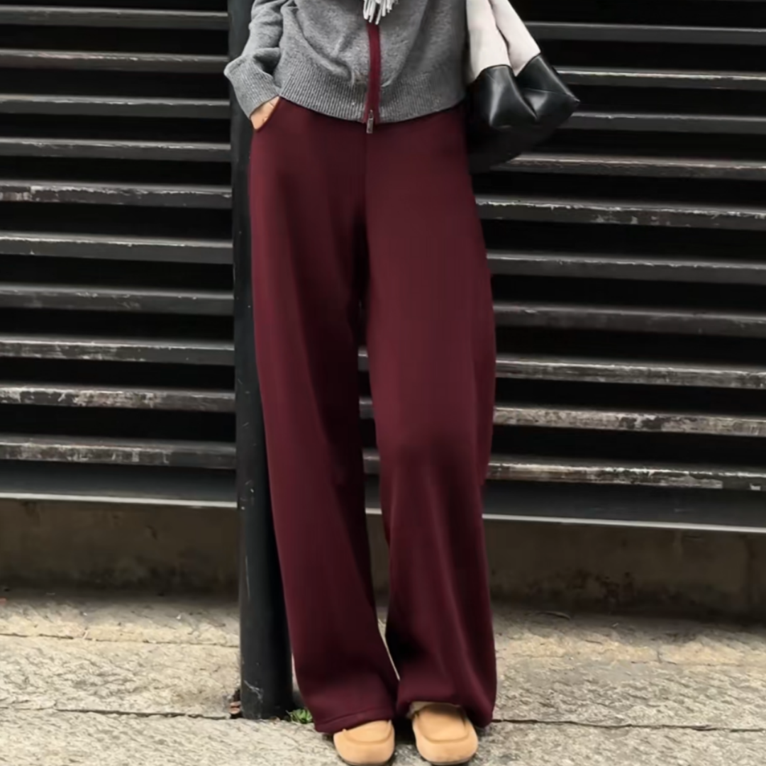 老钱风酒红色加绒厚实宽松直筒阔腿裤冬季高腰时尚显瘦百搭休闲裤,女装/女士精品,大码裤装,淘宝优惠券,粉丝福利购,淘宝优惠卷