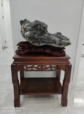 奇石桌超大承重盆景架鱼缸架中式客厅花架沙发边几角几桌艺术品架