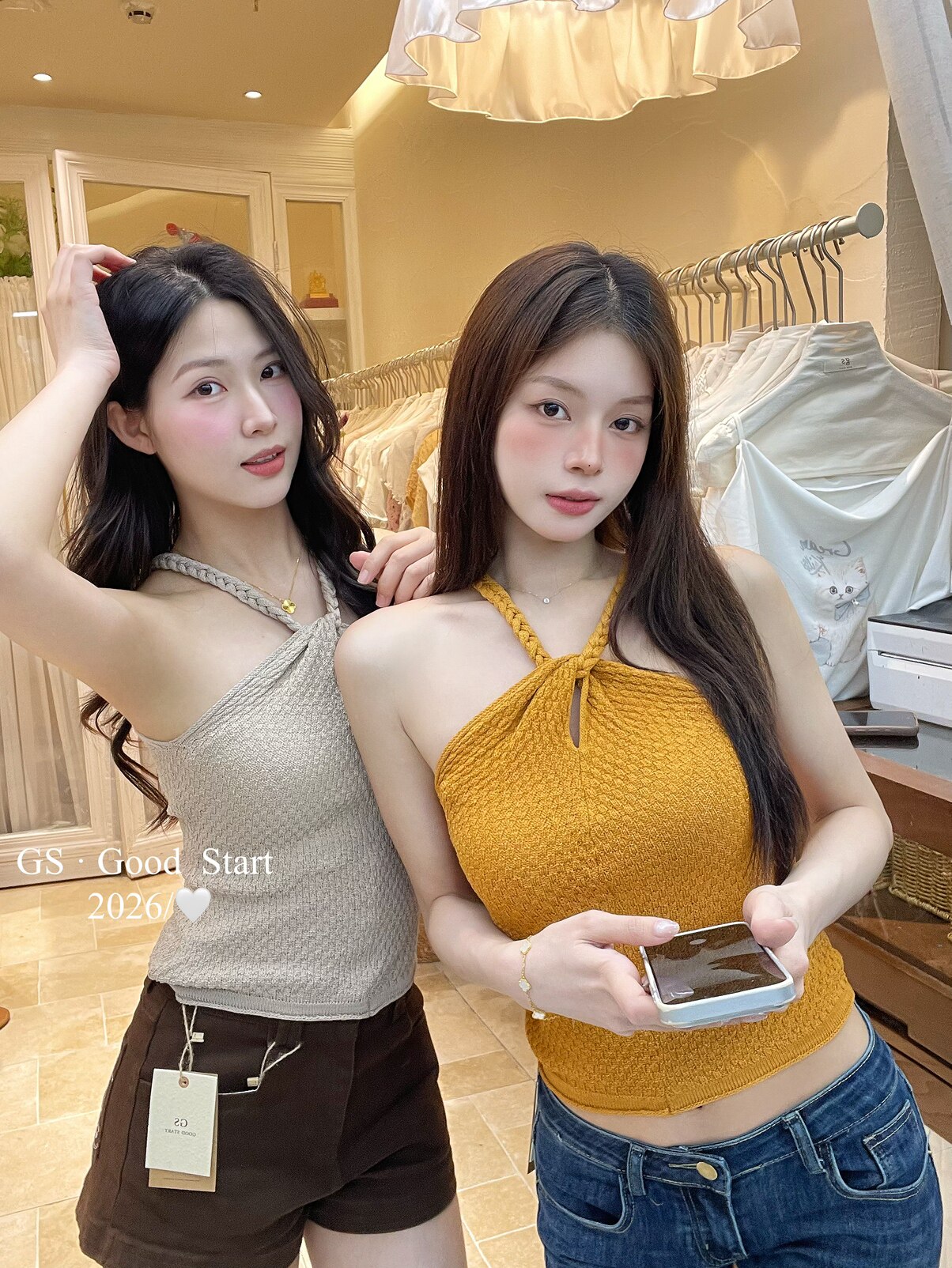 两穿麻花编织挂脖针织背心女扭结肌理感无袖上衣纯欲修身辣妹吊带