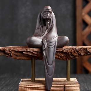 紫砂茶宠摆件精品可养达摩祖师雕塑茶玩茶桌茶台茶盘办公室礼品