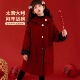 女童红色呢大衣中长款 连帽新年拜年服本命年双面穿加厚毛呢大衣