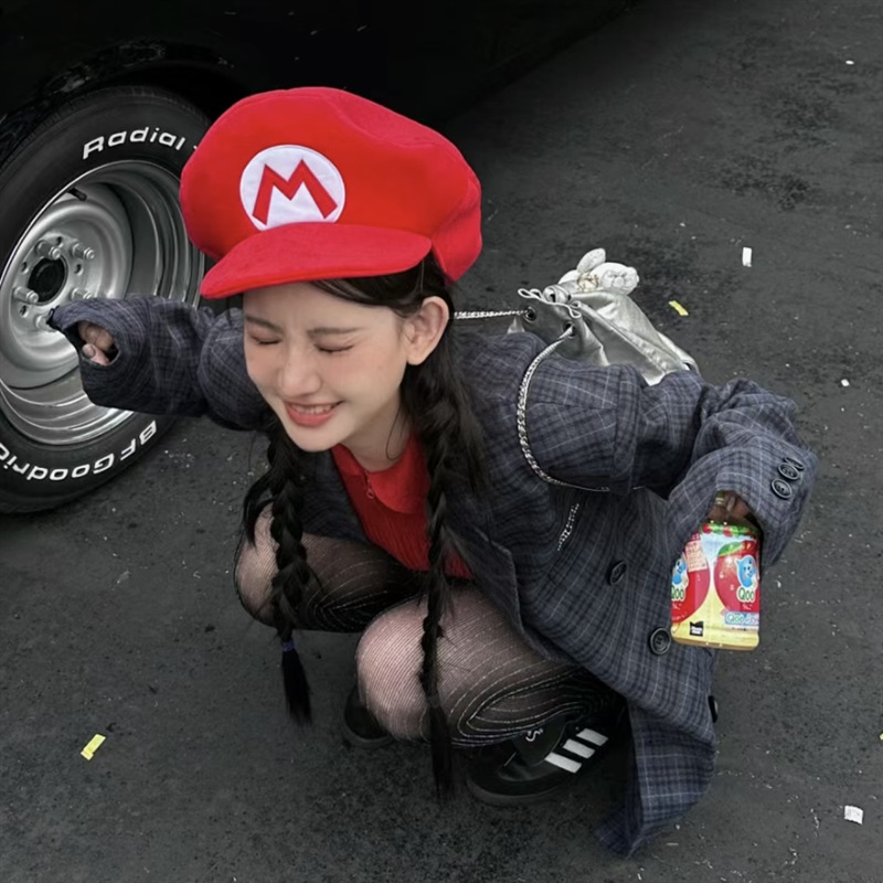 小红书同款超级玛丽帽子马里奥cos遮阳网红防晒可爱女二次元学生
