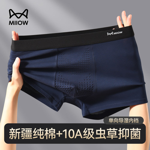 猫人10A虫草抗菌男士纯棉平角裤