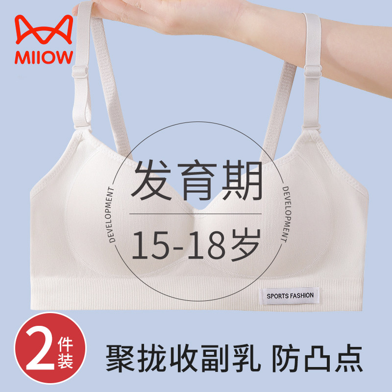 猫人高中生少女文胸青春发育期三阶段初高中学生固定杯青少年内衣