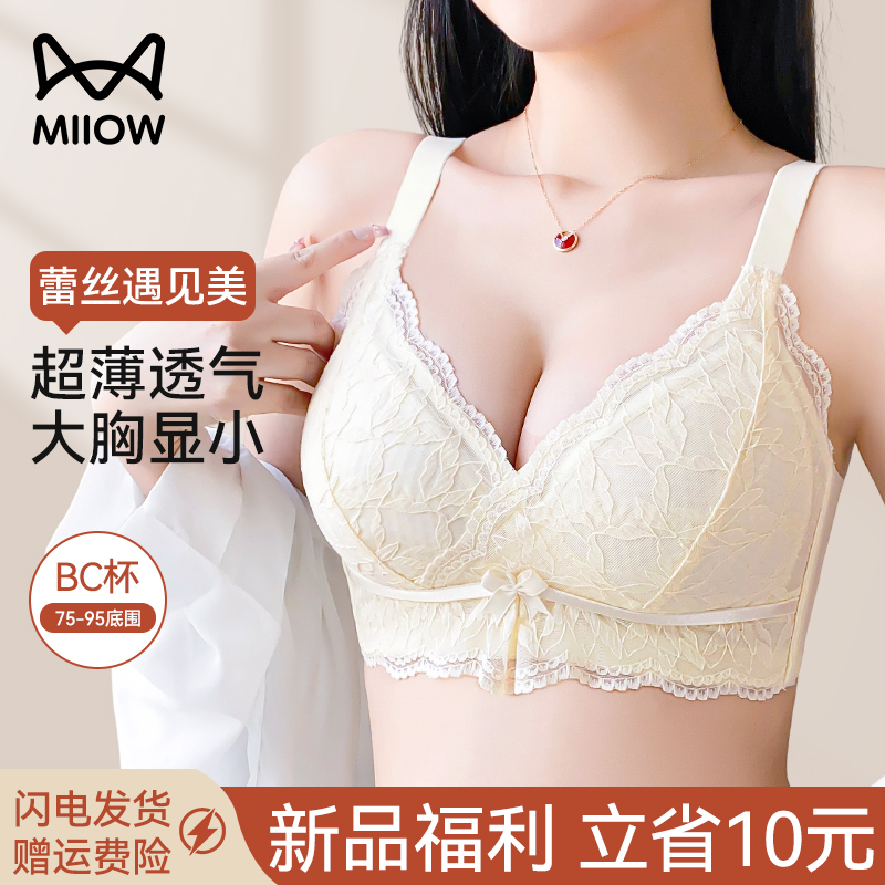 猫人蕾丝内衣女大胸显小舒适透气