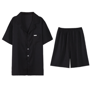 猫人男士睡衣夏季冰丝薄款短袖睡衣夏天休闲大码可外穿家居服男款