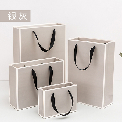 银灰覆膜手提袋礼品袋服装店时尚包装袋女款购物袋广告袋LOGO定制