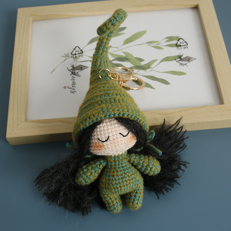 新款手工钩织森林精灵玩偶毛线编织人偶挂饰重工手作娃娃包挂