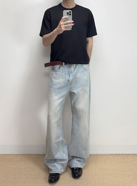 ALLFIT “2021M”雪花蓝牛 13盎司直筒微喇叭四季通勤百搭牛仔裤