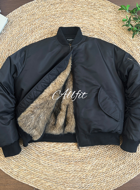 SUITEDALL3M新雪丽MA-1座山雕棉服Bomber 狐狸毛短宽加厚棉服外套