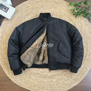 SUITEDALL3M新雪丽MA 狐狸毛短宽加厚棉服外套 1座山雕棉服Bomber