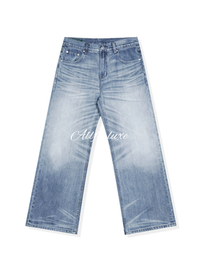 ALLFIT高端线 13oz北江“雾痕” 水洗浅蓝 百搭宽松直筒软牛仔裤