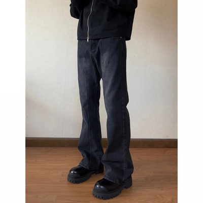 ALLFIT水洗黑灰微喇叭牛仔裤