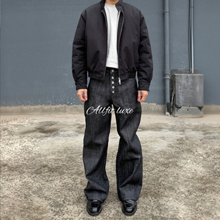 赤耳五连扣窄幅14oz未脱浆宽松直筒原牛仔裤 ALLFIT高端线 黑边