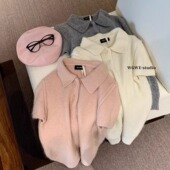 韩系甜美减龄糯叽叽Polo领针织衫 女秋冬叠穿绝美气质翻领短袖 毛衣