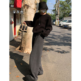 白色羊绒阔腿裤女今年流行超火裤子高腰加绒糯米裤卫裤垂感直筒裤