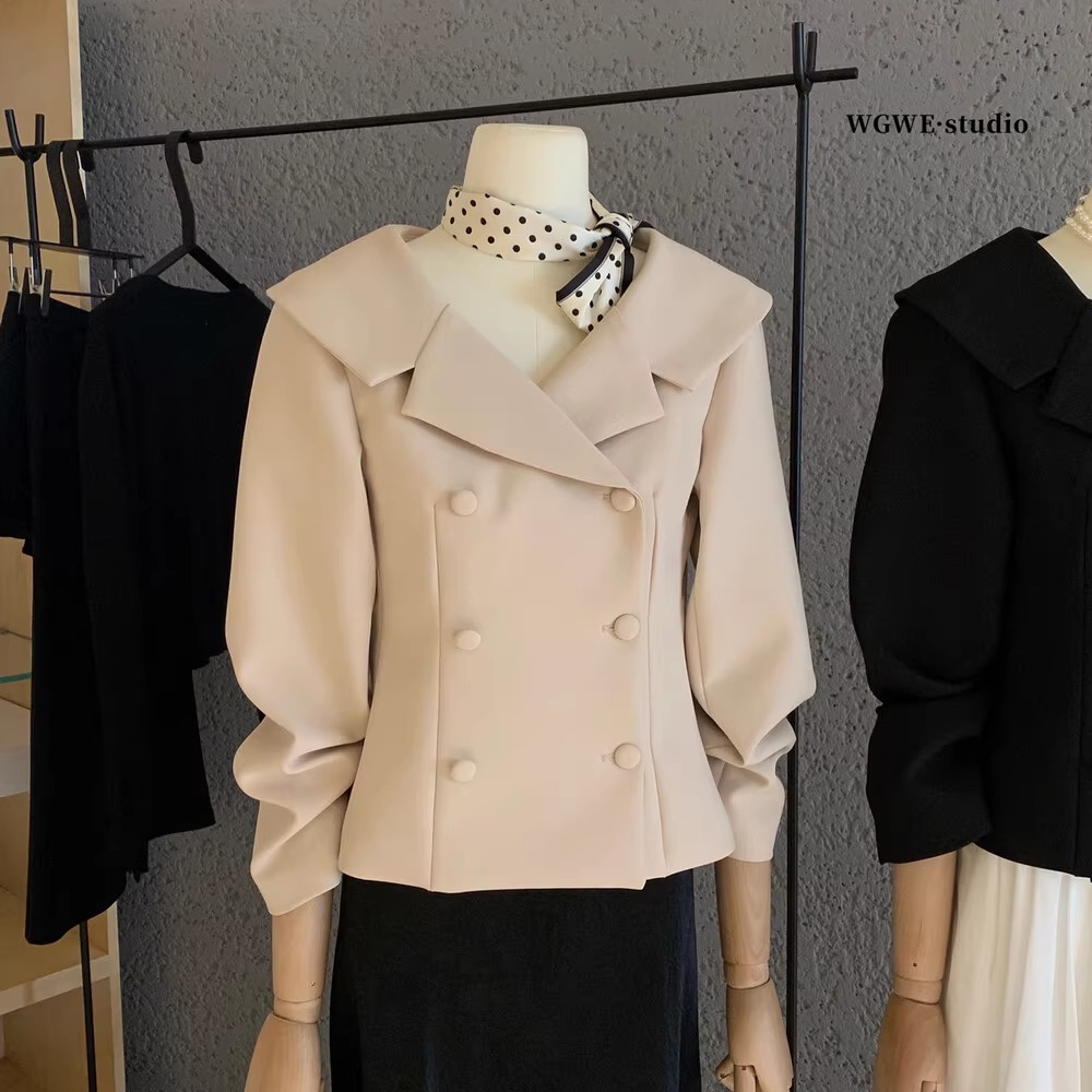 法式千金高级感双排扣西装短外套