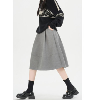 【赠运费险】加绒毛呢花苞裙