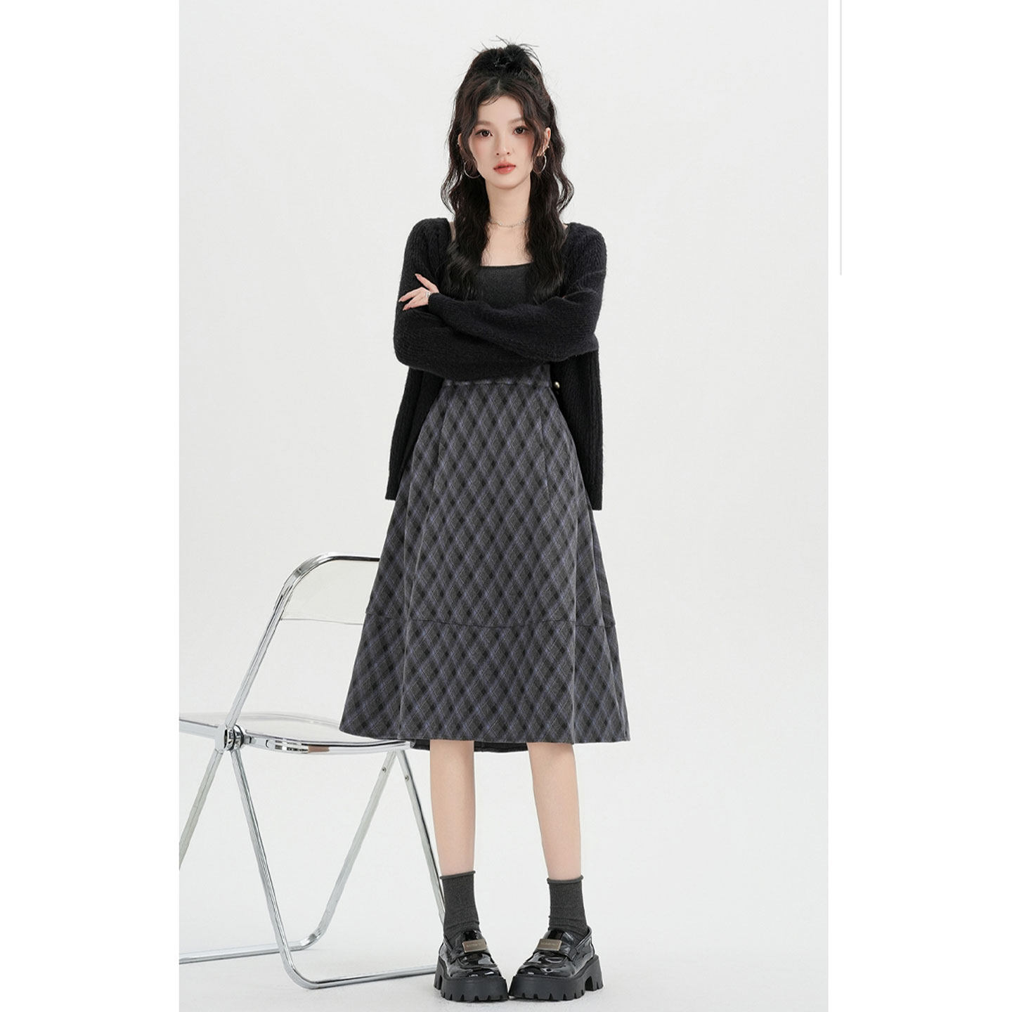 格子毛呢半身裙女装秋冬季高腰显瘦遮胯中裙直筒百搭格纹A字裙子,女装/女士精品,半身裙,淘宝优惠券,粉丝福利购,淘宝优惠卷