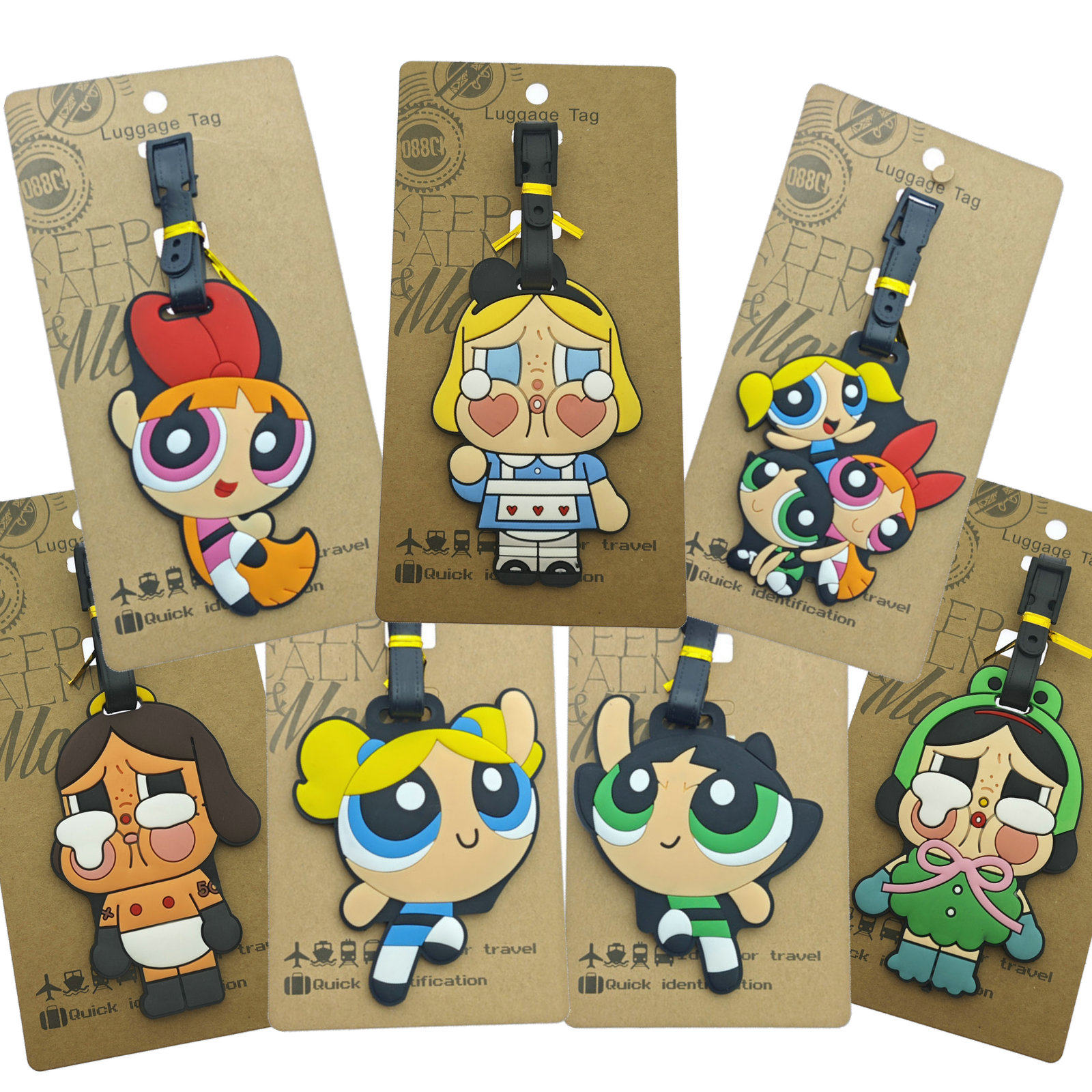 可爱创意卡通飞天少女警哭娃软胶动漫周边行李牌箱包识别牌挂饰件