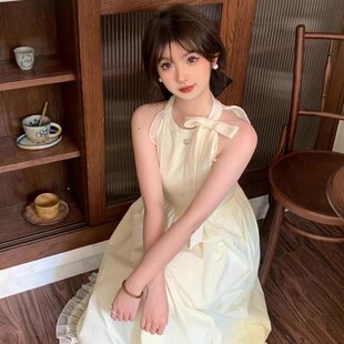 连衣裙 女生高级感中长款 2026新款 收腰显瘦蕾丝百搭超好看杏色夏季