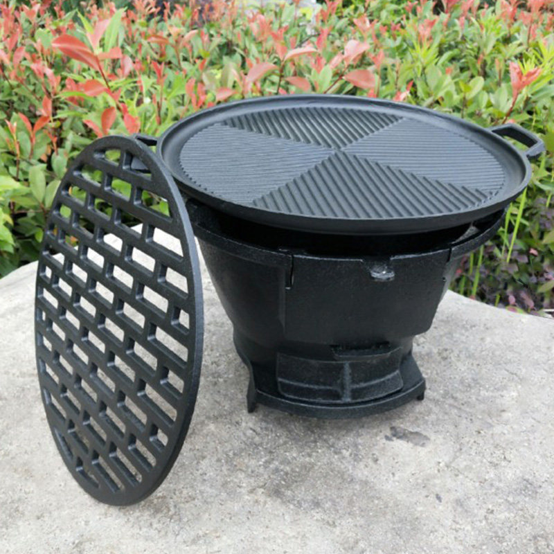 铸铁烧烤炉加厚木炭烧烤架生铁取暖炉柴火炉烤肉盘户外炭炉