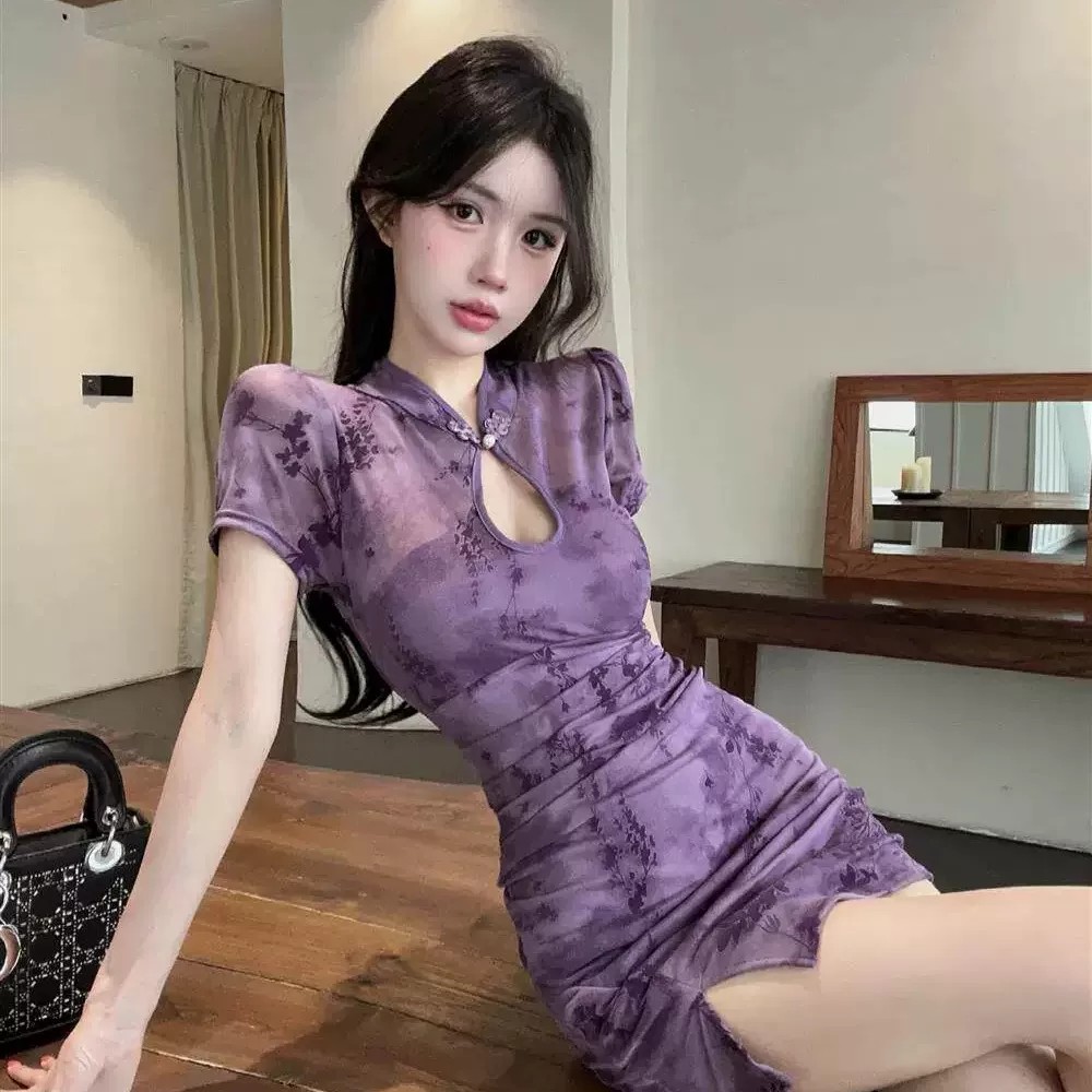 夜店美容院性感旗袍连衣裙