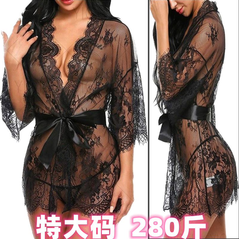 胖MM大码性感睡衣袍蕾丝内衣