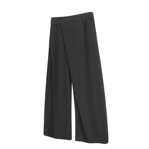 SoleMass Striped Trousers 条纹裙摆两穿西裤 褶皱宽松阔腿长裤