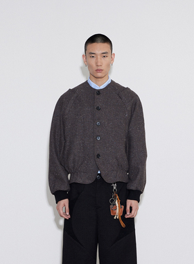 SoleMass 羊毛两穿拆卸马甲/夹克 彩点面料 复古无领上衣外套秋冬