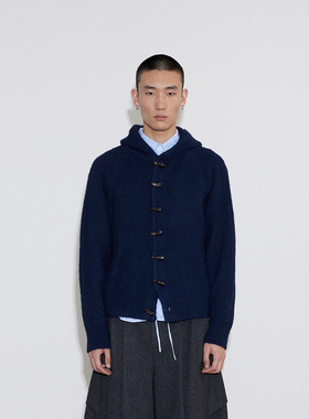 SoleMass牛角扣连帽开衫毛衣 软糯舒适 男女保暖羊毛混纺上衣秋冬