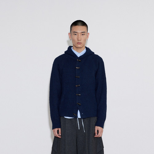 SoleMass牛角扣连帽开衫毛衣 软糯舒适 男女保暖羊毛混纺上衣秋冬