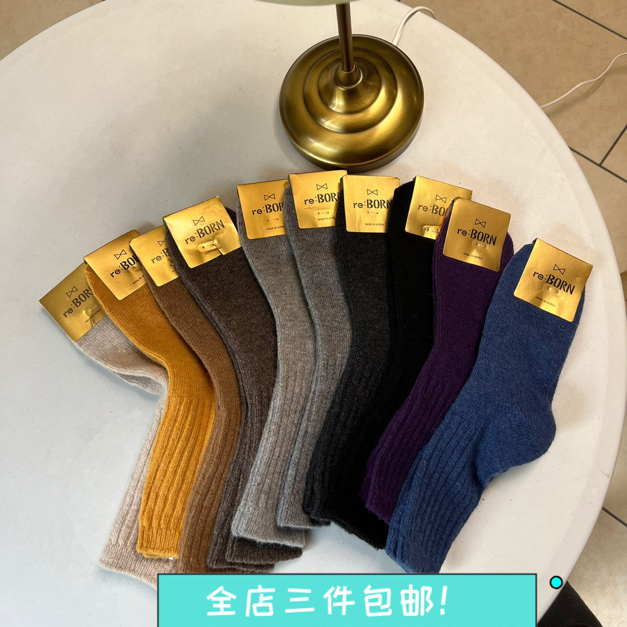 现货韩国东大门  re：born 羊毛袜子冬季加厚羊毛袜新款 ins 百搭
