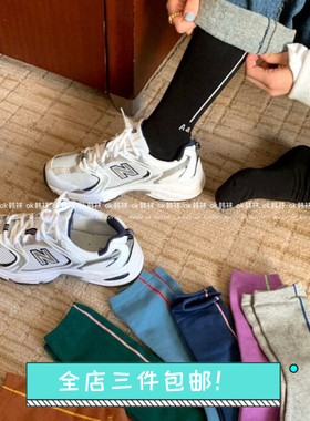 韩国东大门maran全棉A字母中筒堆堆袜日系复古文女士四级ins潮袜