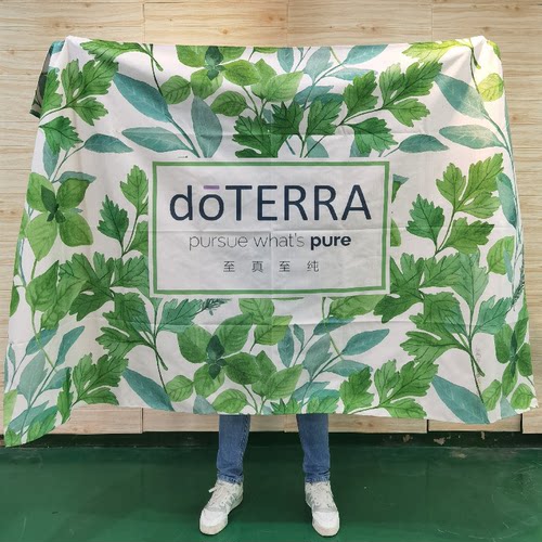 新品现货 多特瑞定制LOGO加厚棉麻清新芳香植物香草图案印花桌布