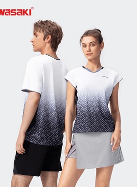 Kawasaki川崎新款羽毛球服男女比赛速干透气运动短袖上衣T恤1010