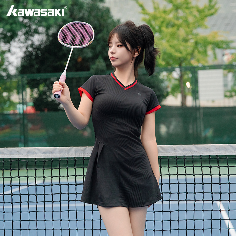 Kawasaki川崎网羽毛球服女玫瑰限定系列运动连衣裙防走光舒适透气