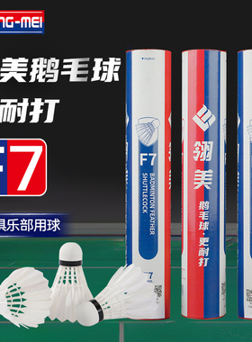 翎美羽毛球F7飞行稳定耐打12只装实用系列室内外训练防风鹅毛球