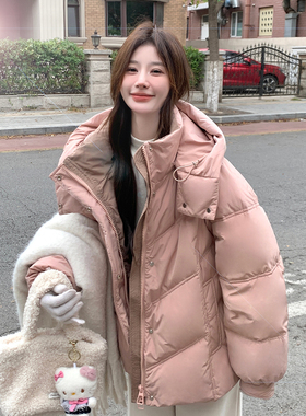 Mistletoe90绒！白鸭绒拼色门襟连帽加厚羽绒服 外套女2C298-W359