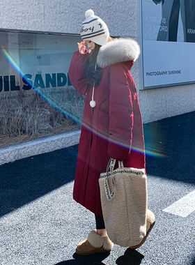 Mistletoe长款双色新国标90红色羽绒服外套女Y22P380K570