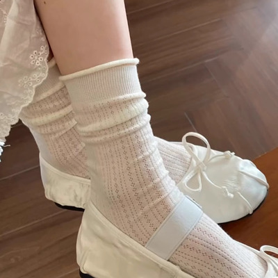 德训鞋白色袜子女款夏季i