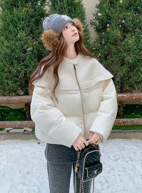 Mistletoe90白鸭绒羽绒服2025新款毛呢拼接外套p285-k418