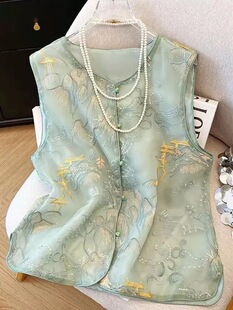 2026夏季新款新中式国风马甲女款重工刺绣亮片坎肩上衣妈妈国风