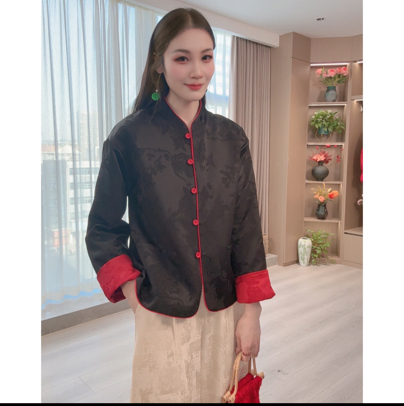 提花女装加棉加厚外套